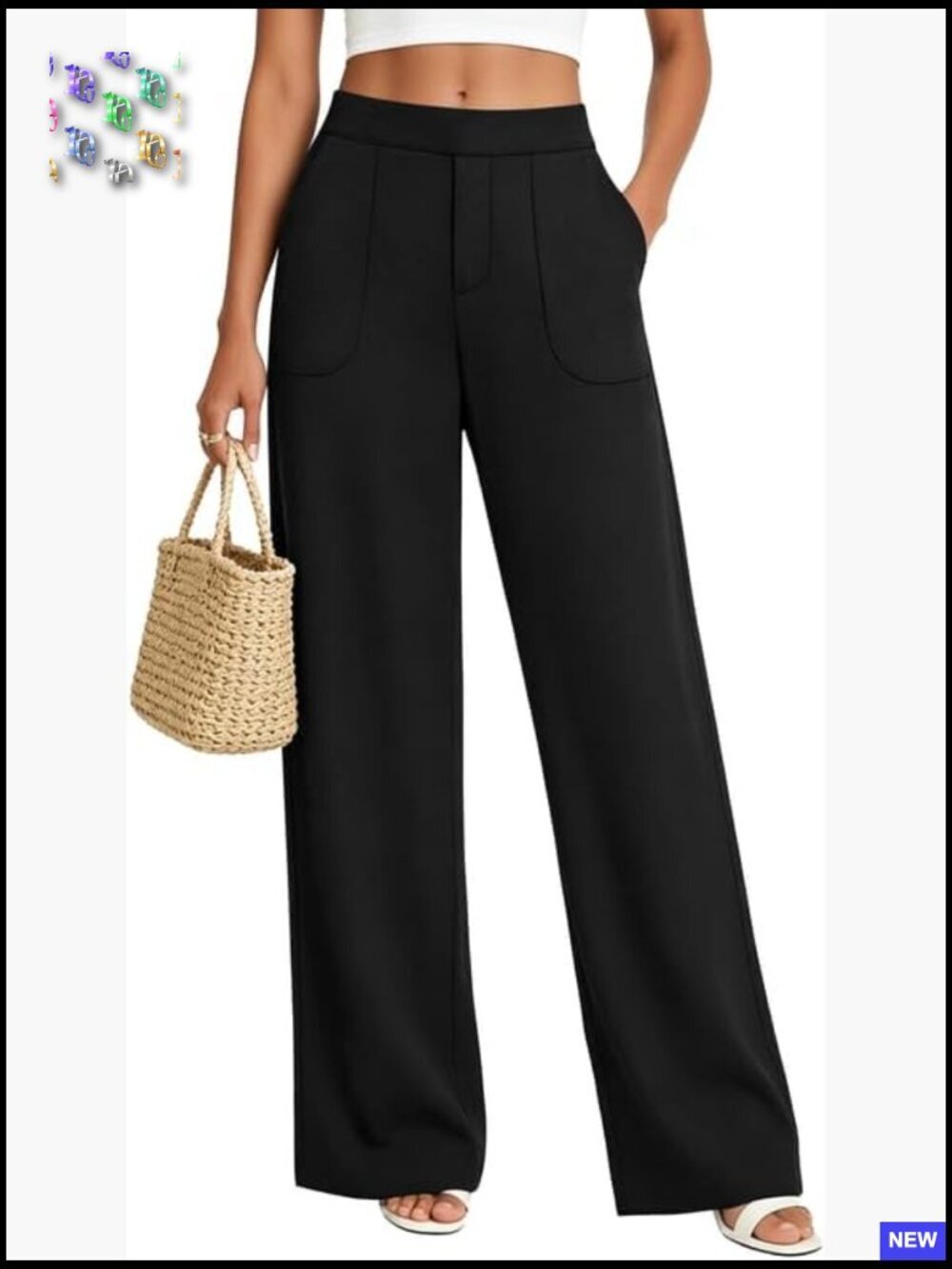 Wide Leg Work Pants with Pockets Business Slacks Casual Summer Palazzo Pants